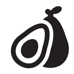 Avocado Icon, Avocados Slice Symbol, Minimal Alligator Pear Shape, Guacamole Ingredient, Fat Fruit Isolated, Vector Illustration