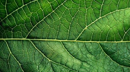 Obraz premium Detailed macro photo of vibrant green leaf veins, symbolizing life and nature
