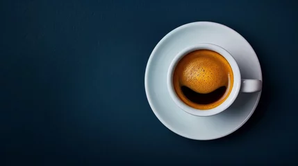 Foto op Plexiglas Espresso coffee in white cup on dark background © Denys