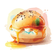 Tasty bun in a watercolor style isolated element fl
