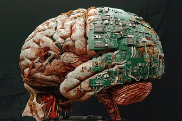 Cybernetic Brain: Photo with Technological Elements