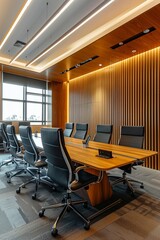 Fototapeta premium Modern Corporate Office Conference Room: Interior Design Mockup