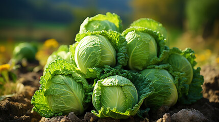 Cabbage greens in high quality fields for daily nutritional needs. Generative AI