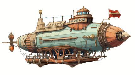 Fototapeta na wymiar Steampunk fantasy airship 