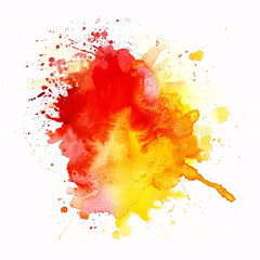 red and yellow watercolor splashes forming a blob on a white background for creative design projects