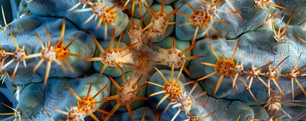 Close-up of a blue barrel cactus - obrazy, fototapety, plakaty