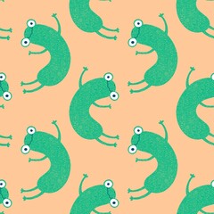 Cartoon animals seamless frogs pattern for wrapping paper and fabrics and kids clothes print and party accessories
