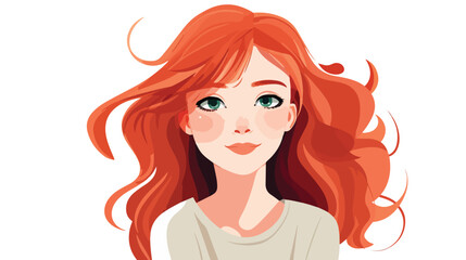 girl with red hair flat vector