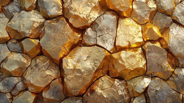 Warm sunlight illuminates the cracked earth creating a golden, textured surface