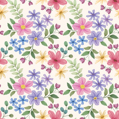 Beautiful flowers and leaf seamless pattern. Can be used for fabric textile wallpaper.