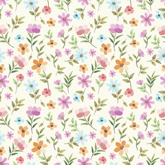 Beautiful flowers design in pastel color seamless pattern. This pattern can be used for fabric textile wallpaper gift wrap paper.