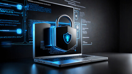 internet security and data protection, cyber security, technology background with a padlock, 8k