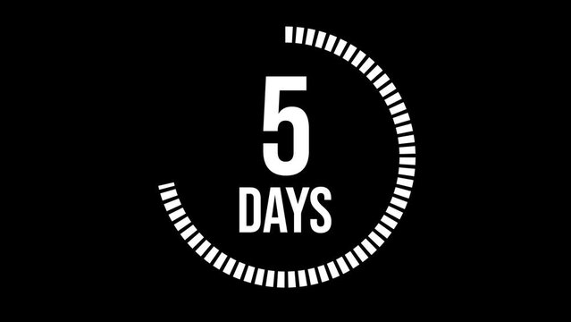 7 days count 2D animation motion graphics running numbers counting day, 7 days in a week, seven day left, 7 day to go. 4K HD video with black background white text.