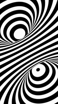 Vertical video abstract black and white rotating torus optical illusion animation