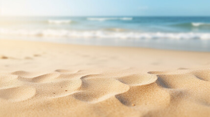 Fototapeta na wymiar empty sand beach and seashore waves background with copy space