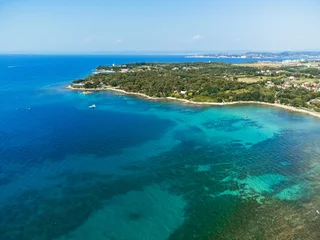 Papier Peint photo autocollant Plage de Camps Bay, Le Cap, Afrique du Sud Beach, Sea Bay, Lagoon and Houses. Aerial View of Savudrija, Croatia.
