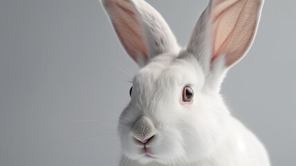 Obraz premium White and Brown Rabbit, on White Background