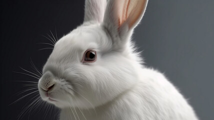 Obraz na płótnie Canvas White and Brown Rabbit, on White Background