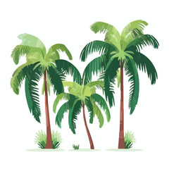 Tropical palm trees flat vector illustration isolat