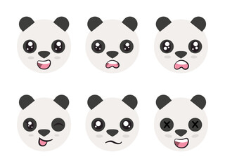 white black color head panda lamb face character expression smile laughing happy sad blink eye and cheerful gesture