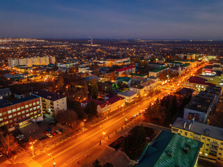 Night summer Stary Oskol cityscape