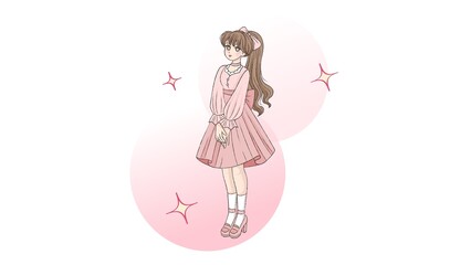 anime illustration of a woman in pink