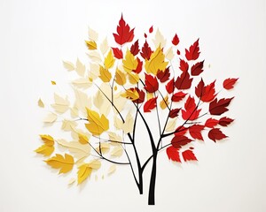 Simple paper cut tree with colorful leaves paper cut paper art minimal cute