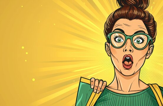 Woman in Green Sweater and Glasses Generative AI