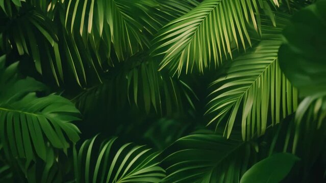 Tropical leaves background Palm branches Realistic leaves