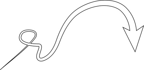 Arrows curve and wavy set. Hand drawn thin line