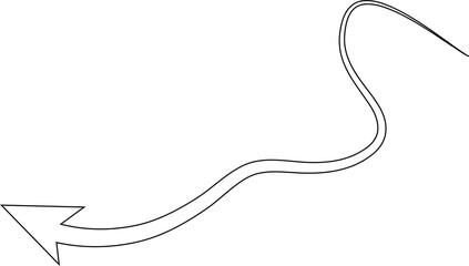 Arrows curve and wavy set. Hand drawn thin line