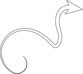 Arrows curve and wavy set. Hand drawn thin line