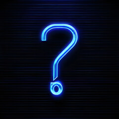 Bold Blue Neon Question Mark Icon: Eye-catching Symbol for Inquiries(Generative AI)