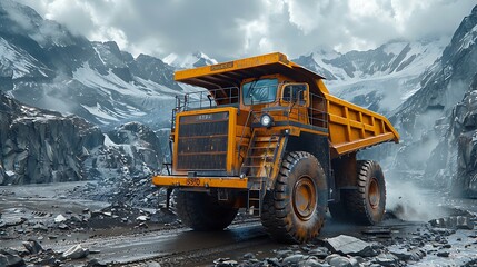 professional shot heavy vehicles on mining in operation AI Image Generative