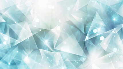 Abstract background with light blue and white polygonal shapes, triangles of different sizes and shades of cyan and aquamarine, a shiny and sparkling effect - obrazy, fototapety, plakaty