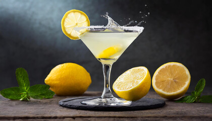 lemon drop cocktail splashing glass