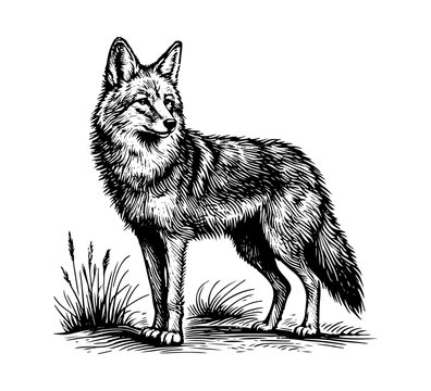Coyote Hand drawn vector illustration graphic
