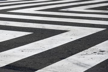 Abstract intersection cross walk design with a shallow depth of field - 764376362