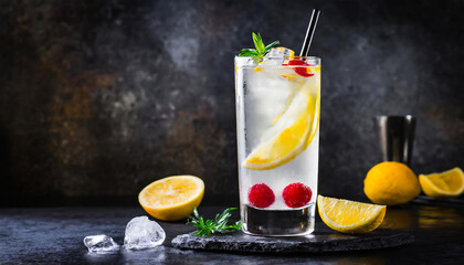tom collins cocktail in a garnished glass