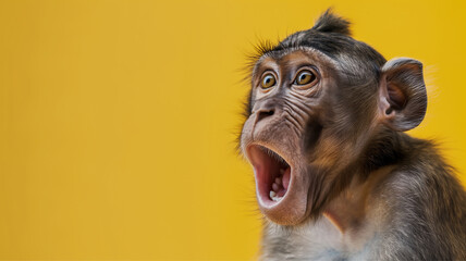 cute funny surprised monkey, emotional concept  - obrazy, fototapety, plakaty