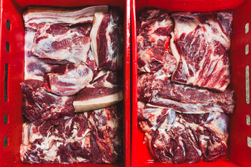 Meat industry slaughterhouse and food processing, slaughterhouse, butchershop. High quality photo