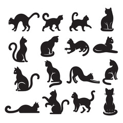 Cats Silhouettes Vector Decal Set