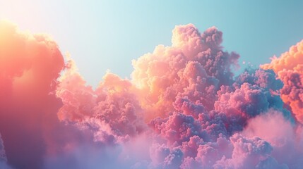 A colorful cloud formation in the sky with a blue and pink color, AI