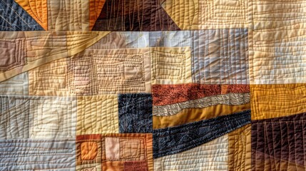 Contemporary quilted wall hanging featuring an abstract pattern. Ai Generated