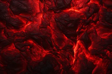 Poster Red lava texture background, lava Flow Wallpaper, lava background, lava Wallpaper, lava Texture, heat red cracked ground texture after eruption volcano, AI Generative © Forhadx5