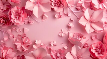 Pink flowers are showcased on a background of pink paper.