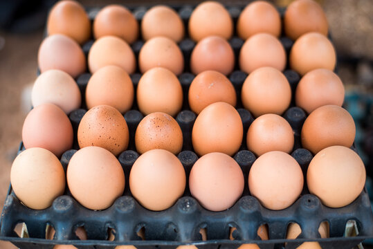 A crate of eggs at 3,800 naira was displayed for sale at Bodija Market in Oyo, Nigeria on Monday, February 19, 2024. 