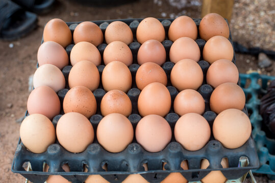A crate of eggs at 3,800 naira was displayed for sale at Bodija Market in Oyo, Nigeria on Monday, February 19, 2024. 