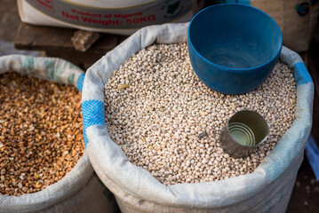 Beans displayed for sale at Bodija Market in Oyo, Nigeria on Monday, February 19, 2024. Earlier...