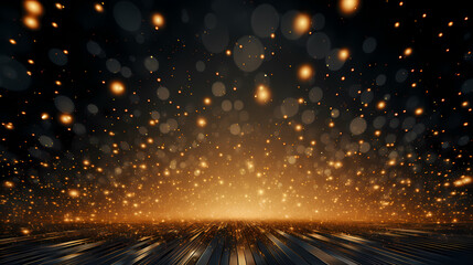 Golden particle background in stage shape - obrazy, fototapety, plakaty
